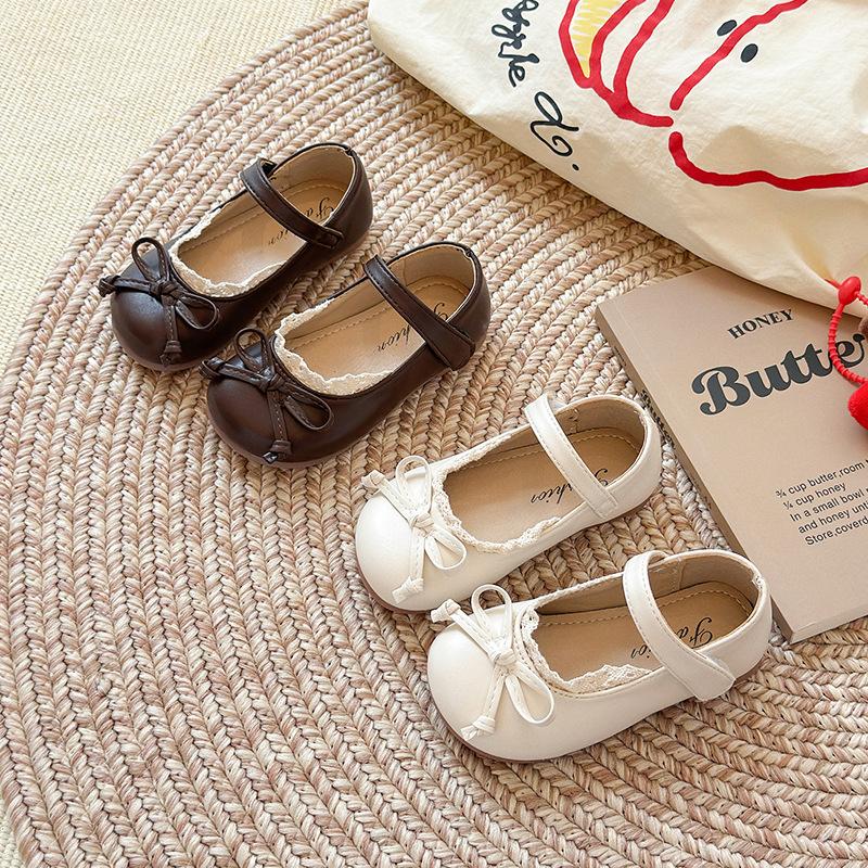 Girls small leather shoes autumn new children soft-soled beanie shoes girl baby bow princess shoes little girl single shoes