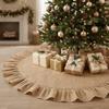 Solid Color Jute Christmas Tree Skirt Pleated Edge Christmas Tree Collar Mall