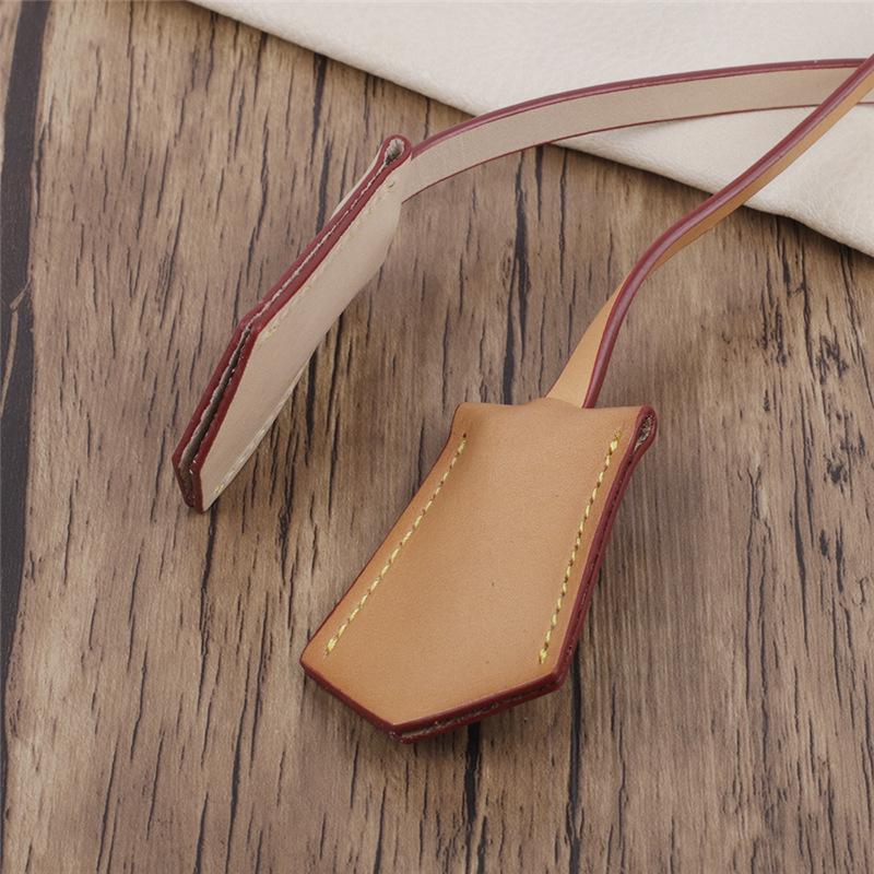 Luxury Apricot Leather Luggage Tag: Genuine Leather Suitcase Tag with Tree Paste Design