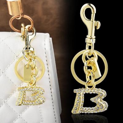 Chic Rhinestone Metal Letter Keychain Pendant
