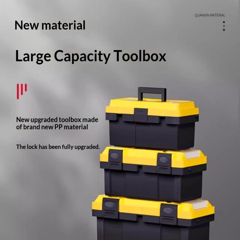 Heavy Duty Thickened Plastic Tool Box With Clear Compartments And Secure Latch Perfect For Home Garage Diy Repair Work