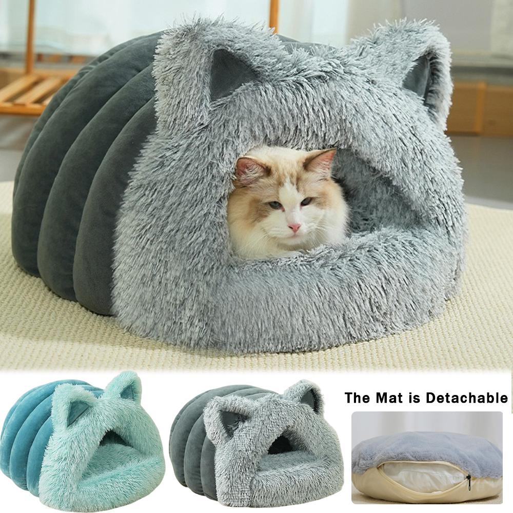 Winter Warm Long Plush Pet Cat Nest House Warm and Comfortable Suitable for Small To Medium Cats and Dogs Mat Animals Sleeping