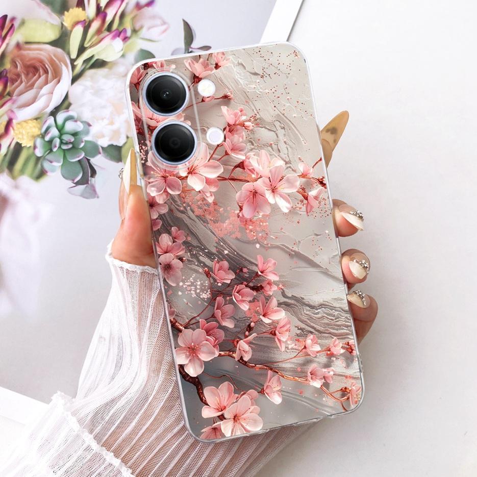 For Vivo Y05 4G Case Colorful Flowers Painted Cover Clear Silicone Soft Slim Phone Case For Vivo Y11d Y 05 VivoY05 VivoY11d Bags