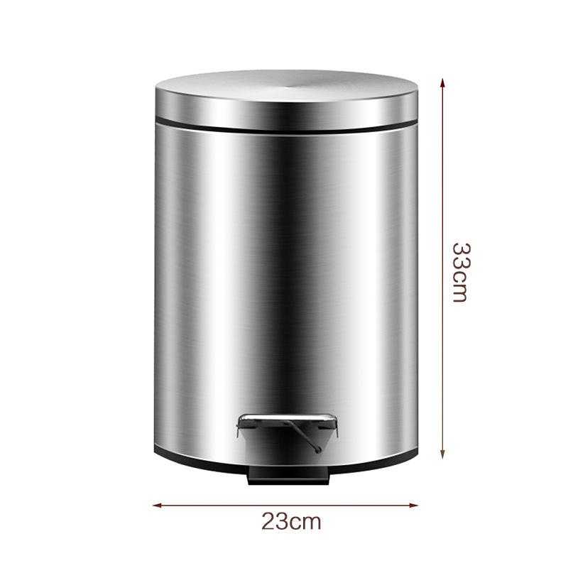 Stainless Steel Step Trash Can Kitchen Bathroom Silent Pedal Bin Round Lid