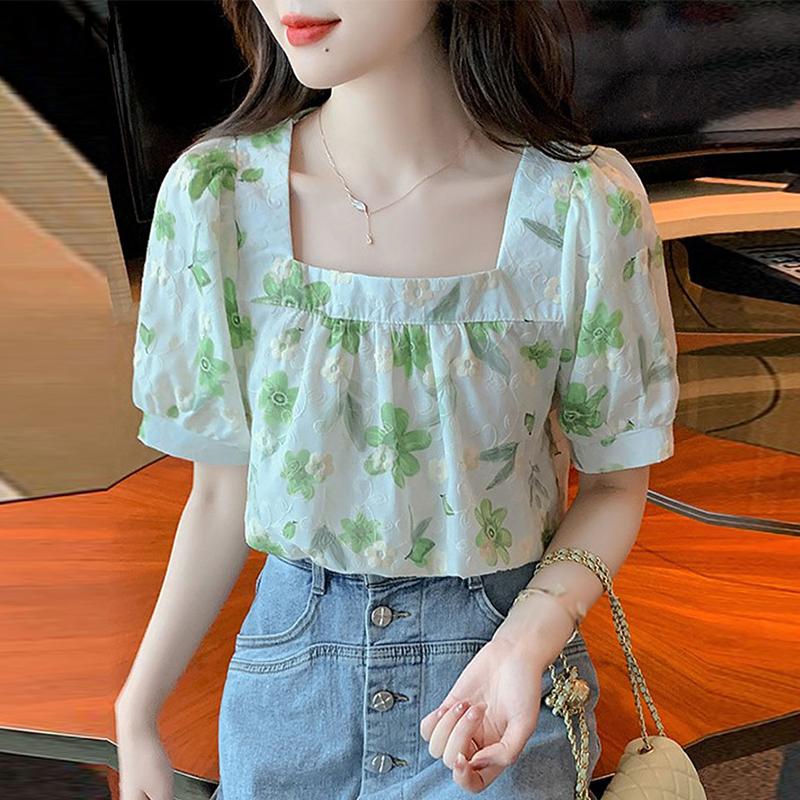 

VONDA Летние женские топы с квадратным вырезом и цветочным принтом с пышными рукавами