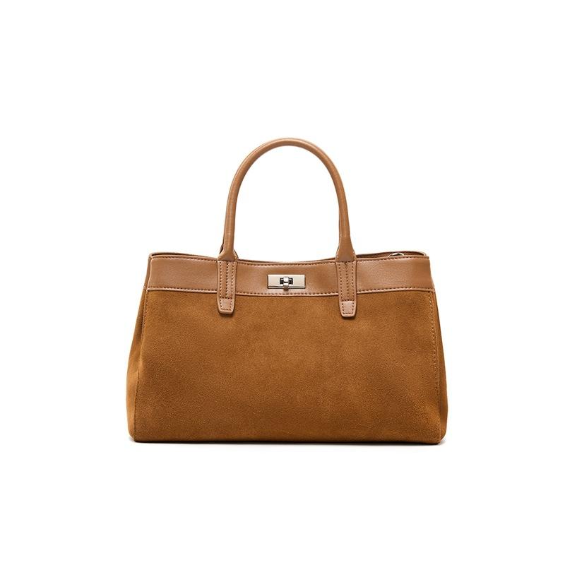 Suede casual cowhide crossbody bag for women, single-shoulder, niche genuine leather, large capacity women s high-end handbag