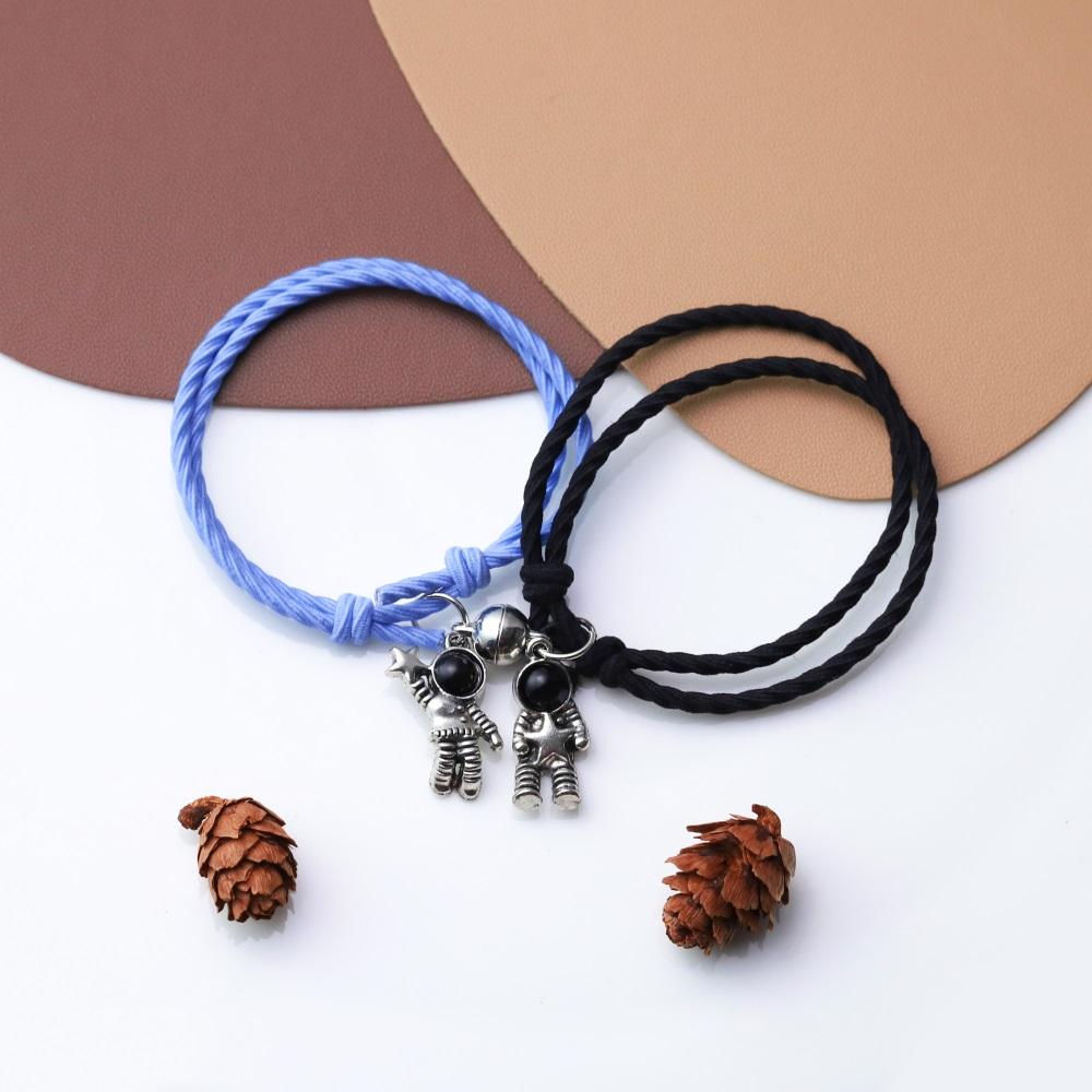 Band Couple Bracelet Magnet Paired Rubber for Lovers Distance Bracelet Women Men Braided String Bracelet Friendship Jewelry Gift