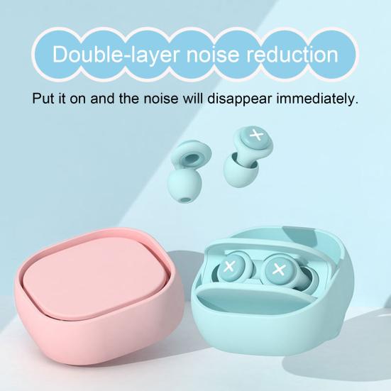 1 Pair Silicone Noise Reduction Earplugs Washable Waterproof Soft Reusable Hearing Protection Concerts Work Study Sleeping Silent Earplugs