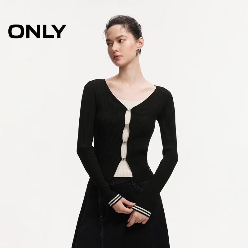 ONLY Women s Faux Two-Piece Color Block Ribbed Knit Top S