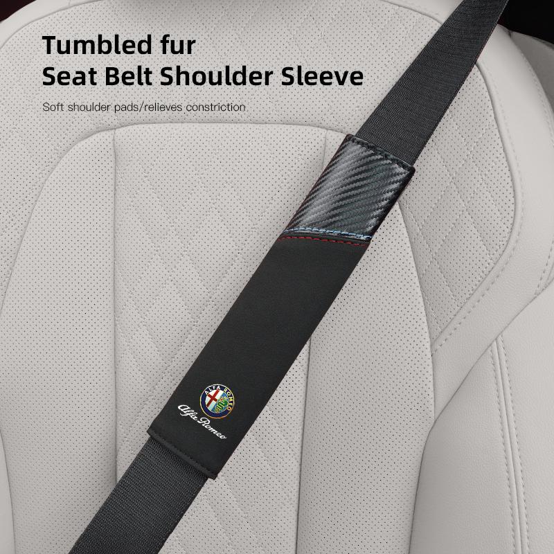 Car Stickers For Alfa Romeo Carbon Fiber Car Seat Belt Shoulder Cover Safety SeatBelt Protection Pad For Alfa Romeo 4C 159 166 S