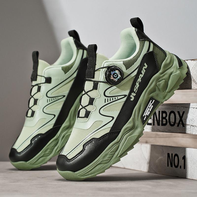 Atmungsaktive Weichsohlen-Sneaker Herren-Freizeit-Sportschuhe vier Herbst-Neuheiten rotierende Schnürsenkel Komfort Outdoor Laufschuhe