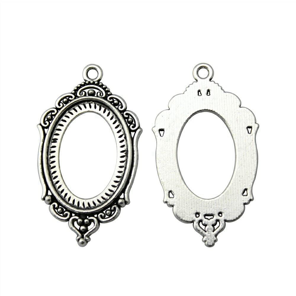 Oval Bezel Pendant Setting With Bail Fit 18x25mm Cabochon Blank Bases Tray
