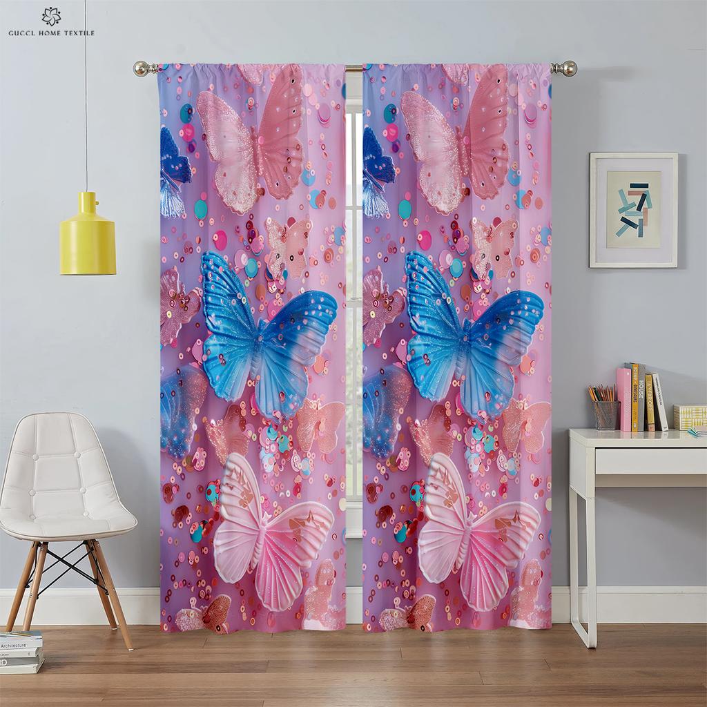 Fantasy Unicorn Window Curtains, Purple, Shiny, Custom, for Children's Room, Living Room, Kitchen, Home Decoration, 2PCs