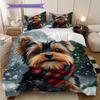 Yorkshire Terrier Pattern Bedding Quilt Set Quilt Cover Pillowcase Home Decoration Birthday Gift (1 * Duvet Cover + 2 * Pillowcase, Without Core)