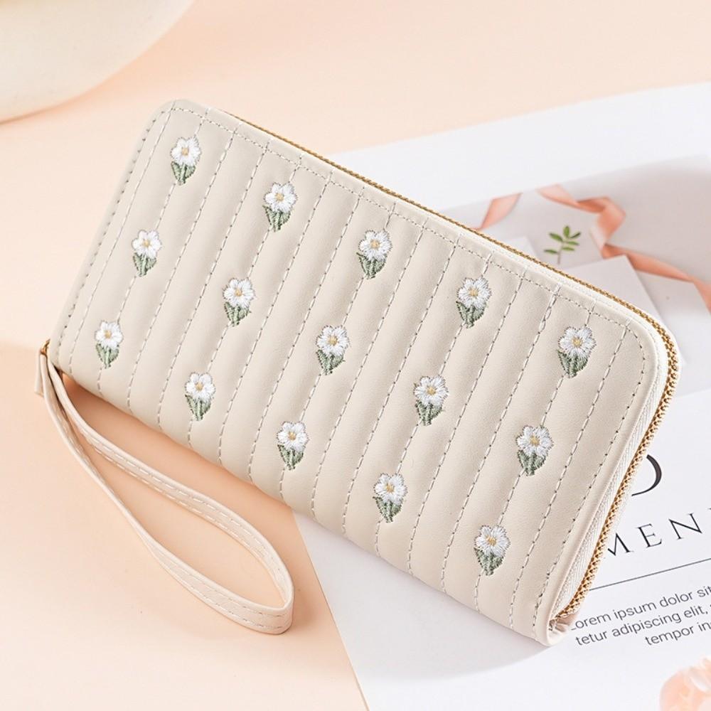 New Floral Embroidery Women Long Wallets Large-Capacity Zipper Leather Purses Multi-Card Slots Clutch Bag Women Fashion