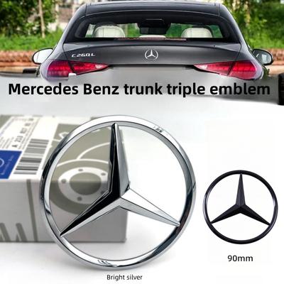 90 mm ABS Krom Svart Logotyp Mercedes Emblem Bakre Stjärn Emblempatch För Mercedes Benz W203 W206 W212 X253 W167 W166 W247 C E GLA GLC GLE