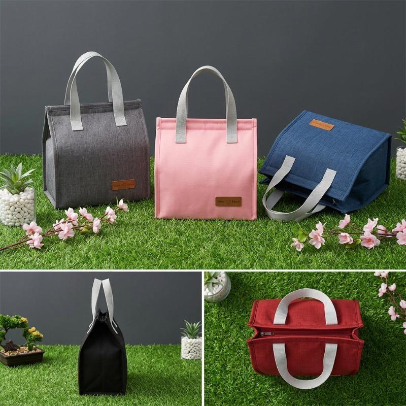 Insulated Lunch Tote Bags Waterproof Linen Fabric Thermal Lining Perfect For Office School Picnics Daily Use