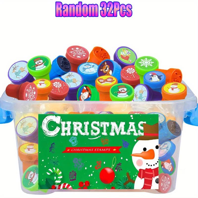 

32/48/72pcs Christmas Stamps Santa Snowflake Reindeer Christmas Pattern Stamps for Card Making Kids Stamp Set Christmas Supplies