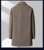 Men's Thickened Woolen Coat with Cotton Padding, Classic Striped Outerwear for Middle-Aged & Elderly, Dad's Style for Autumn/Winter.