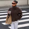 Damen Vintage Stehkragen Jacke Freizeit Unifarben Oberbekleidung Herbst Winter Kleine Frauen