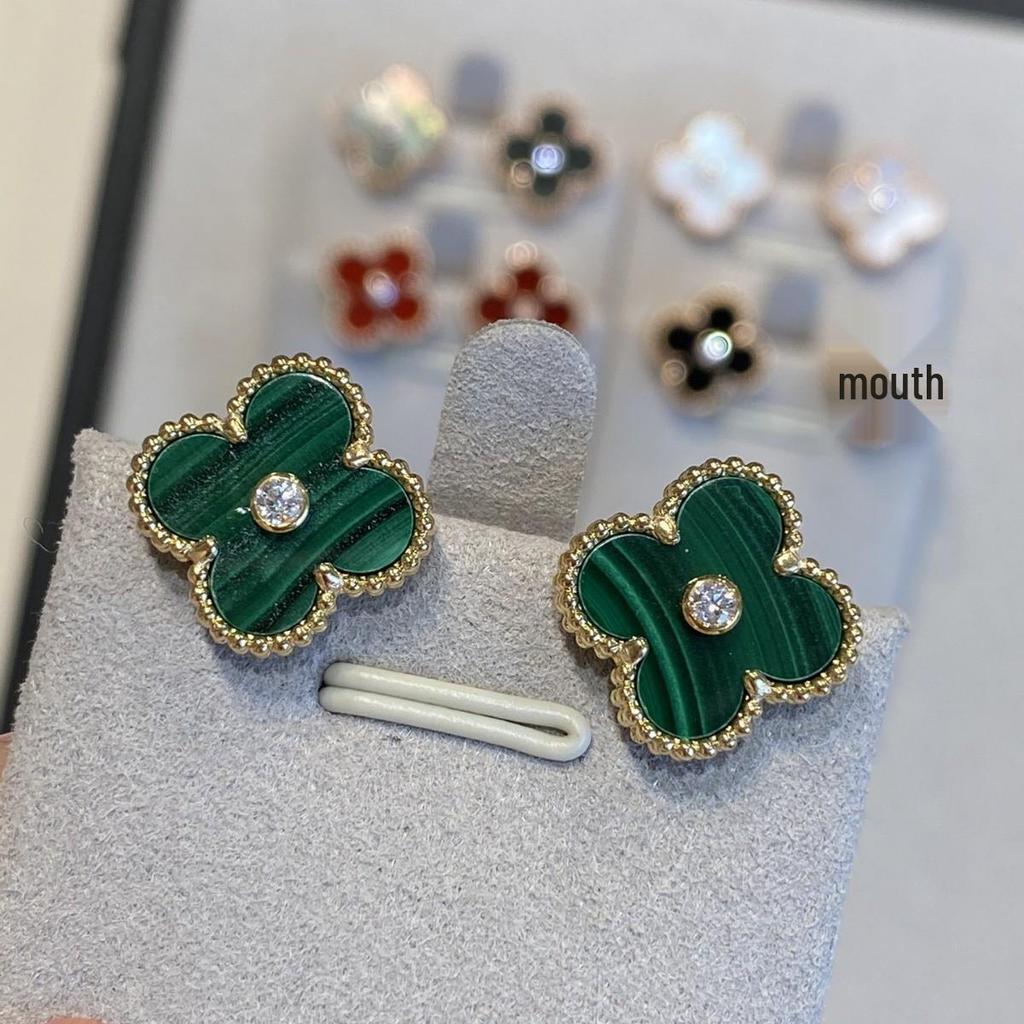 18k Titanstahl Kleeblatt Ohrstecker mit nicht verblassendem Perlmutt für Damen