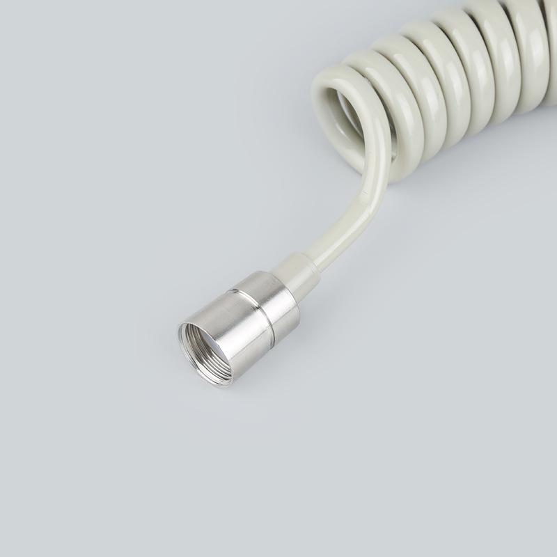 304 Stainless Steel Shower Head with Retractable Soft Hose and Gray Telephone-Style Elastic Tube