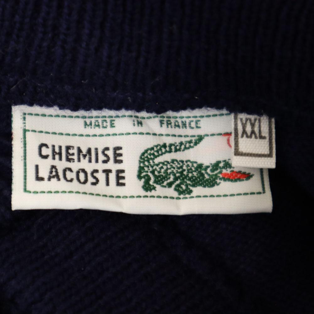 CHEMISE LACOSTE 80s vintage Long sleeve V neck sweater XXL Navy knit Men's Used