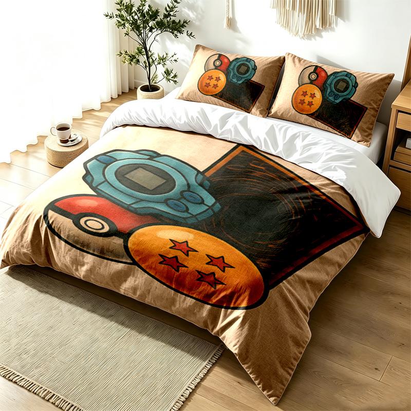 Digimon 3-teiliges Bettwäsche-Set Einfaches Modernes Bettwäsche-Set Knitterfest Weicher Stoff Ganzjahresnutzung Ein perfektes Geschenk