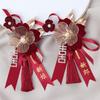 Exquisite Wedding Boutonniere Set: Red Lapel Flowers for Groom, Bride, Family, Best Man, Bridesmaid