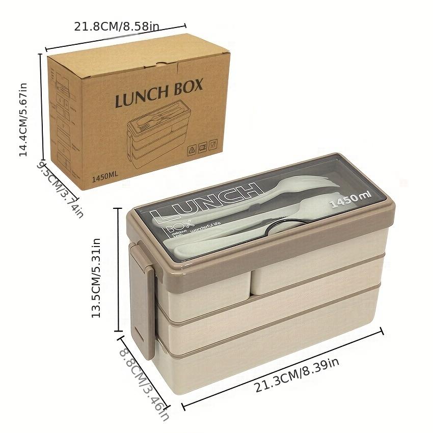 1450ML Bento Lunch Box Large Capacity Multi Layer Food Storage With Cutlery Stackable Leak-Proof Lunch Container Kitchen Supplie
