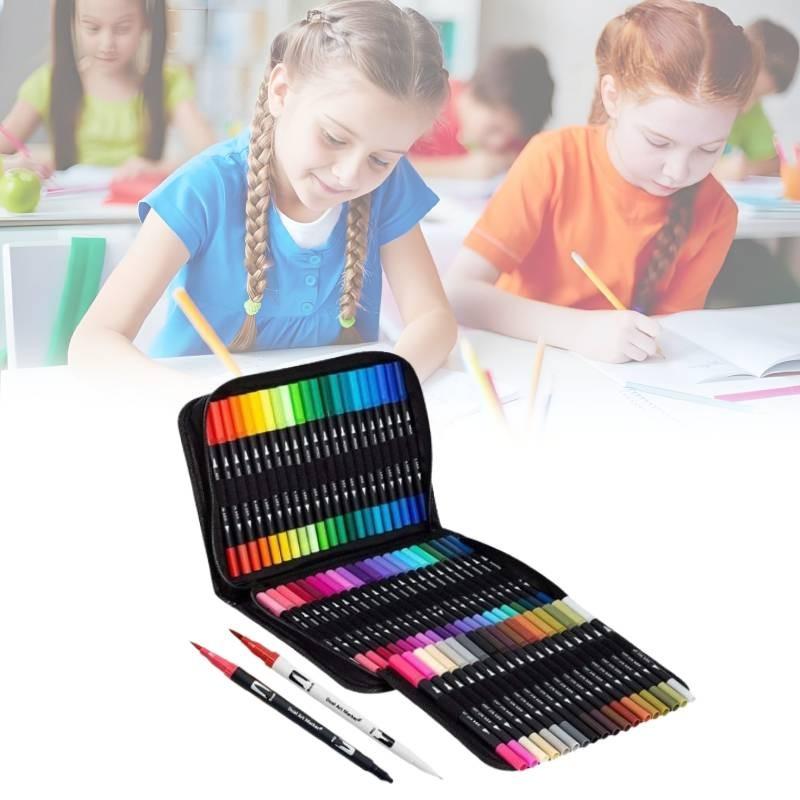 Premium 120 Color Dual Head Watercolor Brush Pens Washable Safe For Children Art Projects
