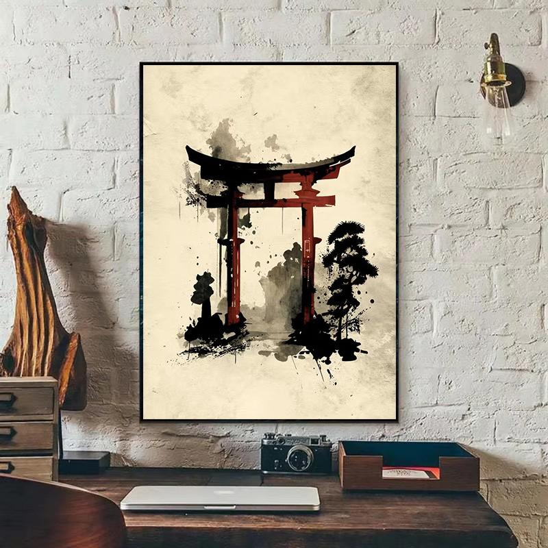 Japanisches Samurai Leinwandgemälde Wandkunst Charakter Poster und Drucke Heimdekorationsbild für Wohnzimmer Schlafzimmer Ästhetisch