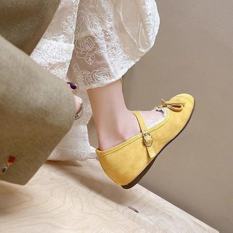French bow gentle Mary Jane shoes spring new heightening ballet shoes with skirt single shoes