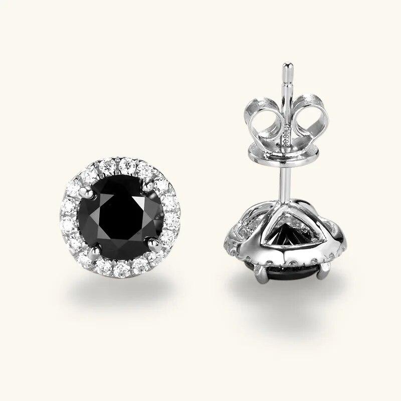 6mm Black Round Halo Moissanite Stud Earrings for Women Men Original 925 Sterling Silver D/VVS1 Diamond Luxury Jewelry With GRA