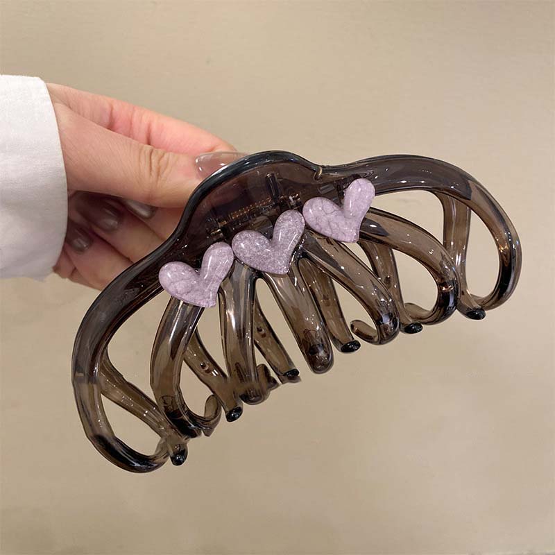 New Vintage  Acrylic Love Heart Hair Claw For Women Fashion Large Shark Clip Barrette Crab Headwear Hair Accessories