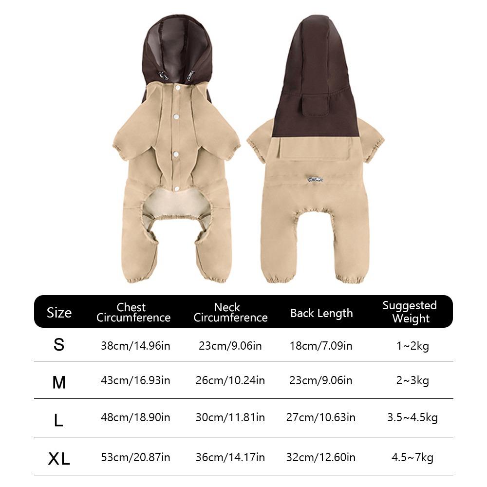 Fashion Patchwork Pet Raincoat Waterproof Reflective Dog Coats Jackets Keep Warm Windproof Dog Four-legged Work Jacket
