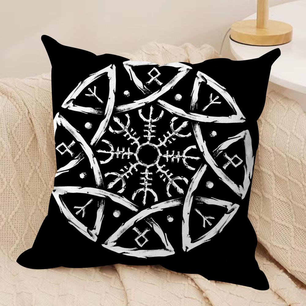 Pattern VVikingS AAmuletS Cushion Cover Short plush Doublesided Print Square Throw Pillow Covers Sofa Home Cushion Decor