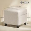 Small Ottoman, Square Footstool with Side Pocket, Rubber Wood Legs and Padded Seat for Living Room, Beige