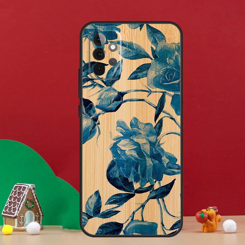 Tree Flower Bamboo Wood Case For Samsung Galaxy A36 A56 A06 A13 A53 A32 A12 A22 A52 A35 A17 A16 A55 A15 A54 A34 A14