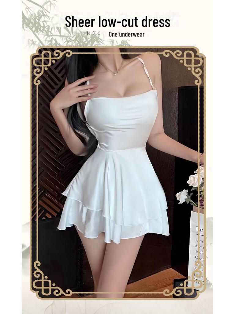 Seductive Lingerie Set: Hot Low-Cut Backless Nightdress with Open-Front Robe