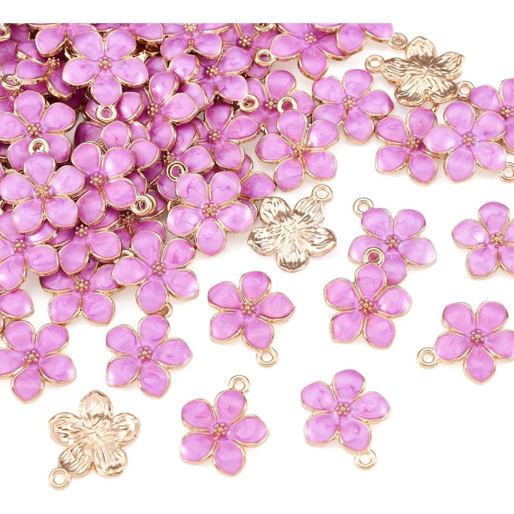 

Подвески из цветочной эмали Подвески в виде вишневых цветов Позолоченные маленькие милые подвески-цветы оптом для изготовления ювелирных изделий Аксессуары своими руками 10pcs фиолетовый