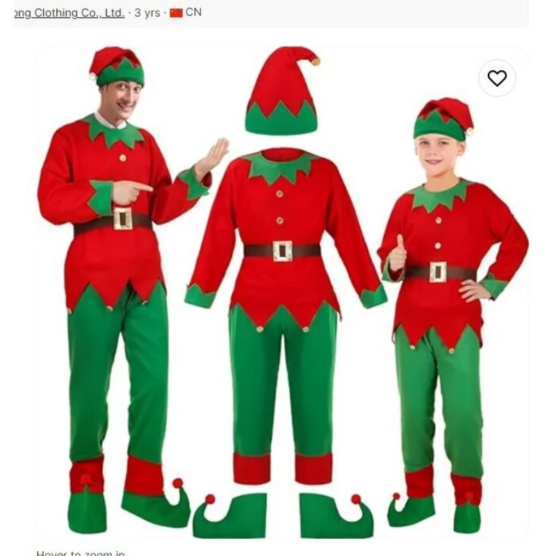 

Рождественская детско-родительская одежда Детская зеленая одежда эльфа для выступлений Детский сад мужской рождественский детско-родительский костюм 150cm