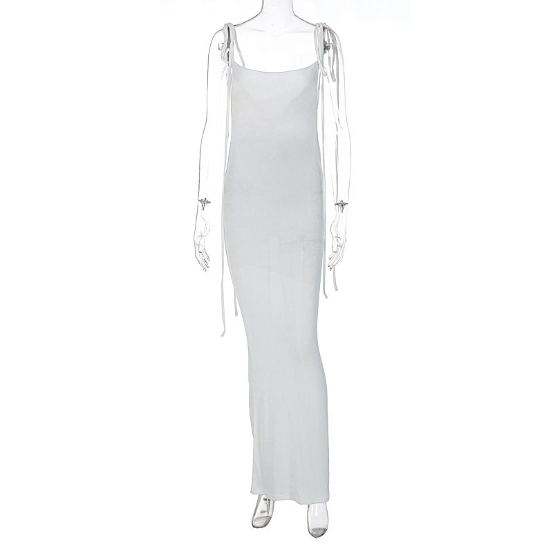 

Lace up Slim Fitting Temperament Dress Lace up Slim Fit Elegant Dress White S