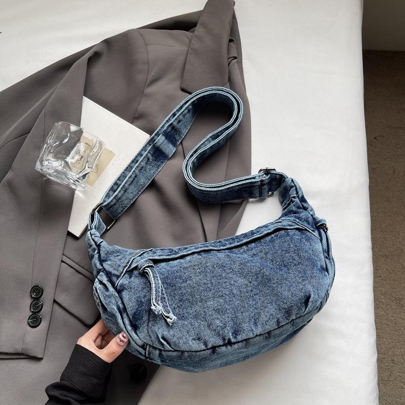 Large-capacity Denim Bag, Casual Crossbody Bag, College Student Commuting Tote Bag