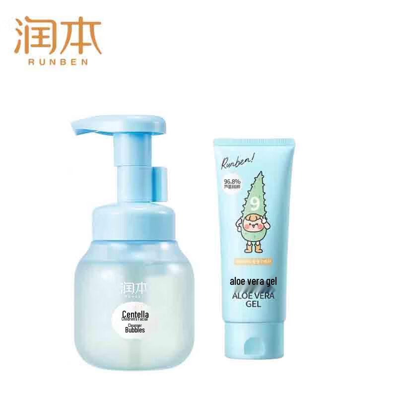 RUNBEN Kids Centella Asiatica Face Wash & Aloe Gel Set