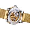 Forsining Winner Retro Manual Skeleton Watch Diamond Carving Flower Craft Men Gold Classic Roman Numerals