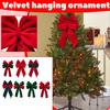 Velvet Bow Ornament Large Decorative Bow for Christmas Tree Hanging 3D Bow Accent for Holiday Scene Decoration