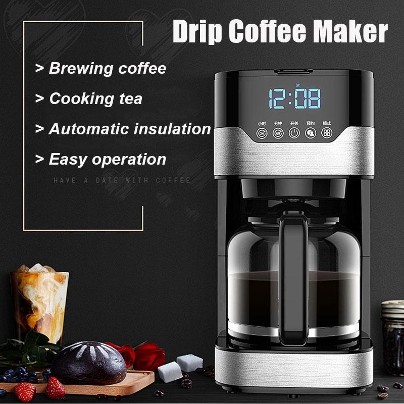 800W 1.8L Large Capacity American Coffee Machine Automatic Insulation Drip Coffee Maker 2h Heat Preservation LED Display