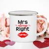 Frau/Herr Richtig Druck Paar Tassen Kreative Kaffeetasse Getränk Dessert Frühstück Milchbecher Emailletassen Henkel Trinkgeschirr Valentinstagsgeschenk