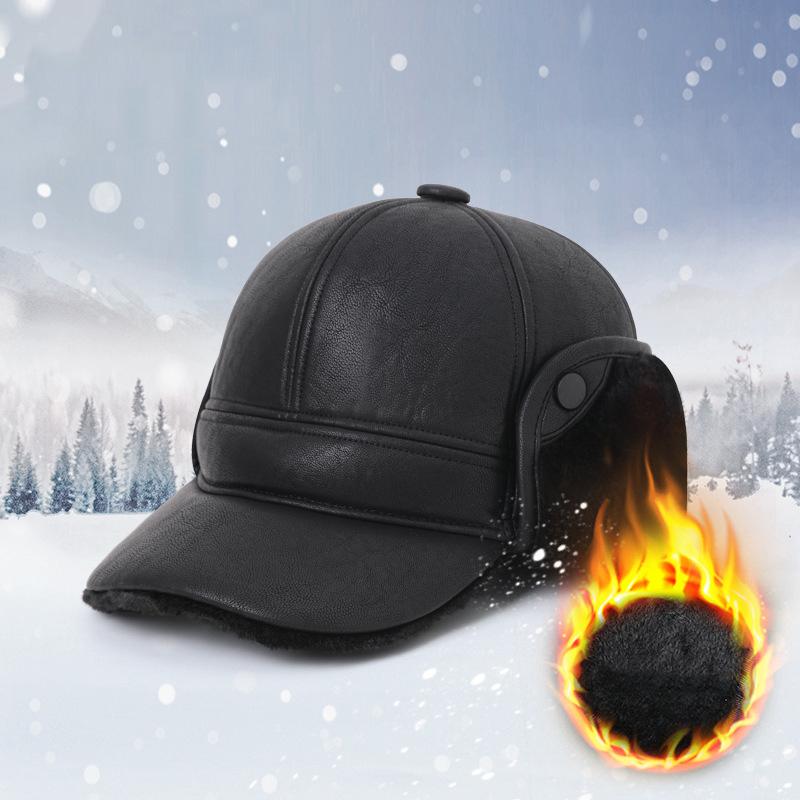 Faux Leather Autumn Winter Baseball Cap for Men Solid Leather Snapback Hat Women Trucker Caps